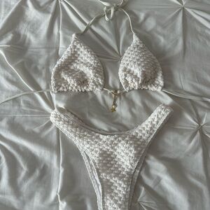 White Textured Bikini Set